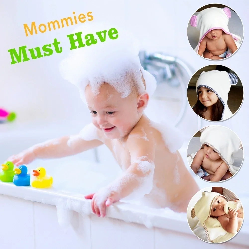 PREMIUM Baby Hooded Towel & Washcloth Navy Blue